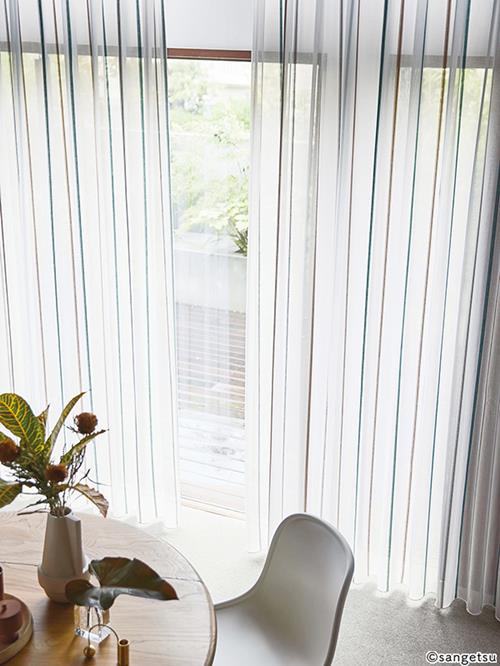 サンゲツ オーダーシアーカーテン SC8657〜SC8658 巾150×丈141〜160cm（2枚入） SS仕様（スタンダード）約2倍ヒダ（本縫い）裾：折返し サンゲツのオーダーカーテン ストリングス(STRINGS) SHEER ＆ LACE