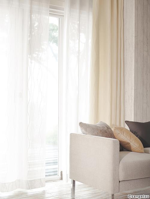 サンゲツ オーダーカーテン SC8343〜SC8346 巾100×丈261〜280cm（2枚入） LP仕様（形態安定加工）約2倍ヒダ（本縫い）裾：折返し サンゲツ オーダーカーテン SC8343〜SC8346 巾150×丈221〜240cm（2枚入）