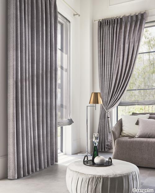 サンゲツ オーダー遮熱（涼しやSE）/ミラー/防汚シアーカーテン AC2606-2607 仕上り巾301〜350cm×仕上り丈201〜220cm SS仕様 約2倍ヒダ 裾：折返し