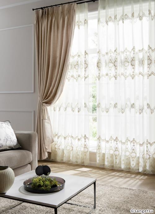 サンゲツSC3872オーダーレースカーテン横w163x丈h190(cm)x2枚！ サンゲツのSTRINGS（2024）、ストリングス・Design Sheerのオーダー