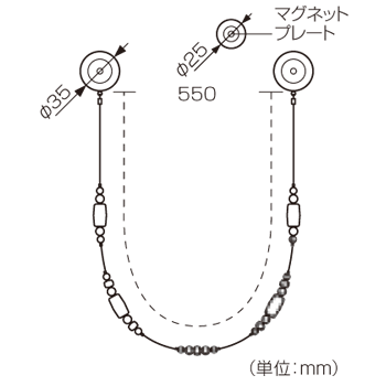 マグネットタッセルAの寸法図