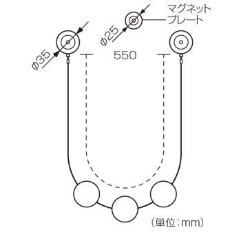 マグネットタッセルCの寸法図