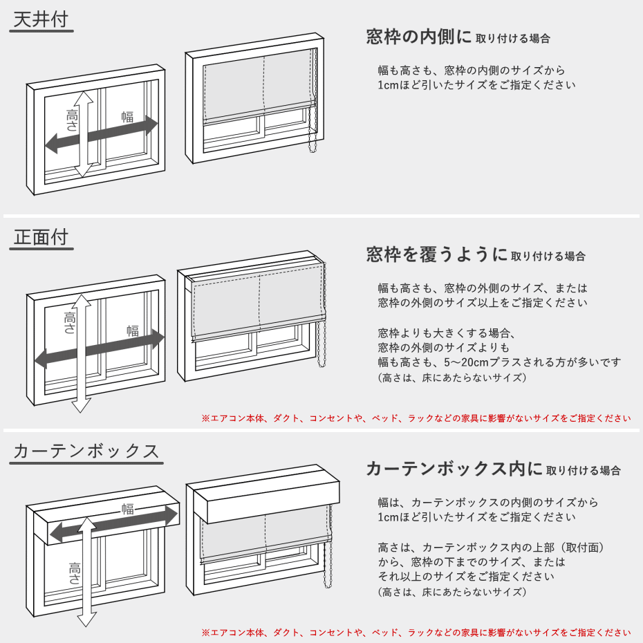 シェードのサイズの測り方